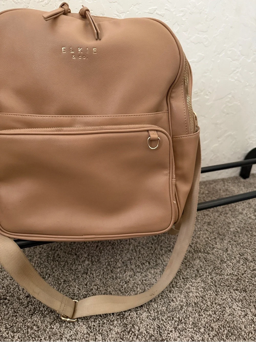 ELKIE & CO Tan Leather Backpack diaper bag